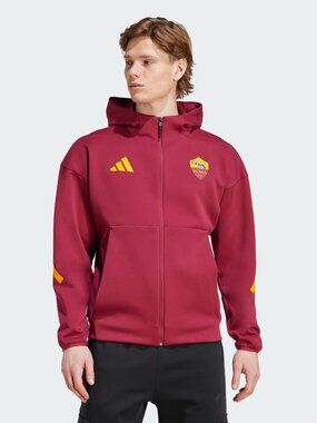 Adidas Men’s AS Roma Z.N.E. Anthem Jacket Burgundy JM2135, Size Small (New)